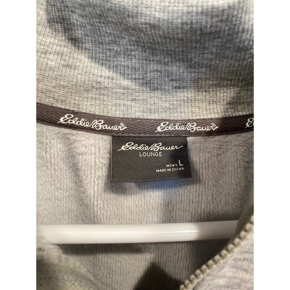 Eddie Bauer Men's Lounge Quarter Zip Pullover Sweatshirt Gray Size L Pullover - Picture 4 of 7